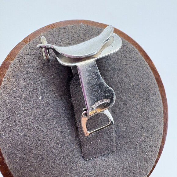 VTG Solid Sterling Silver 925 Saddle Dangle Charm Size 0.75" Length - Picture 3 of 10